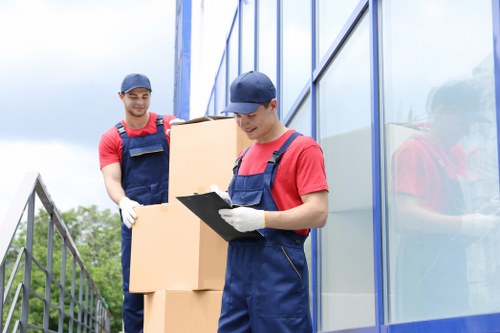 Van transport service with boxes and secured household items
