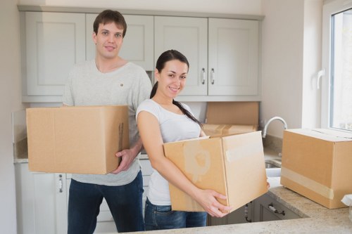 Packaged office equipment prepared for a Bayswater commercial move